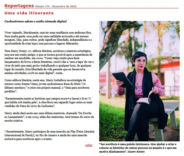 reportagem marry estery conselhos literários